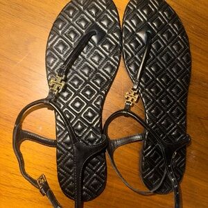 Tory Burch Black and Gold Sandals